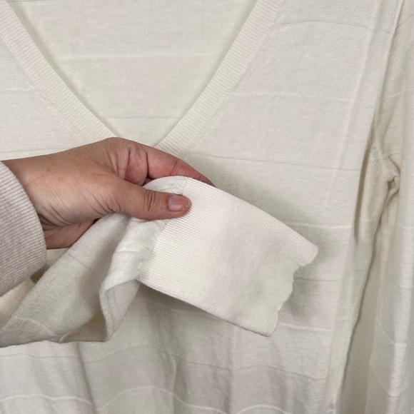 Icône linen-cotton white vneck summer, Msheer, long sleeves Coastal Clean Chic - Picture 5 of 9